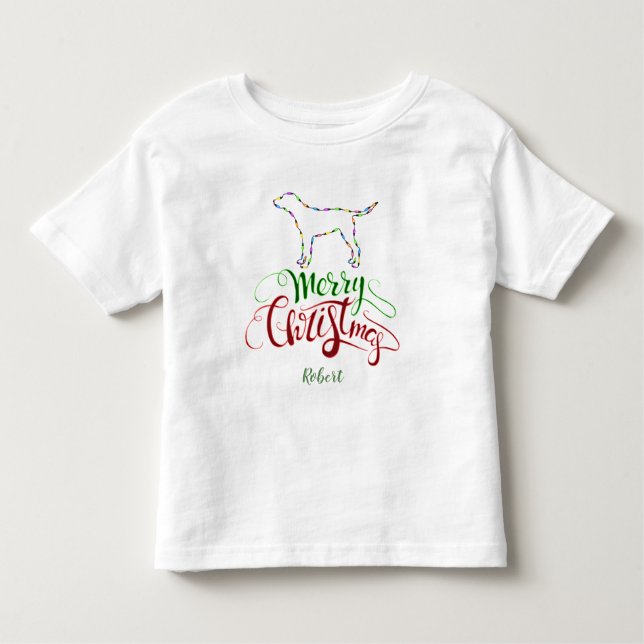 Charm God jul Light Lökar Hund Monogram T Shirt (Framsida)