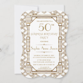 Charm Gold Svart Great Gatsby 50-års födelsedagsfe Inbjudningar
