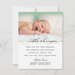 Charm Greenery Guld Photo Baby Shower Ram Tack Kort