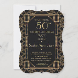 Charm Guld Black Underbar Gatsby 50:e Födelsedagsf Inbjudningar