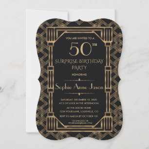 Charm Guld Black Underbar Gatsby 50:e Födelsedagsf Inbjudningar