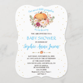 Charm Guld Little Pumpkin  Blommigt Baby Shower Inbjudningar