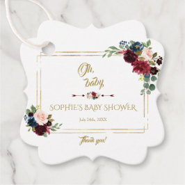 Charm Guld Merlot Navy Blue Blommigt Baby Shower Gåvor Etiketter