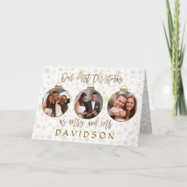 Charm Guld Vår första jul som Newlyweds Photo Kort