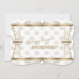 Charm Guld White Underbar Gatsby be min Bridesmaid Inbjudningar
