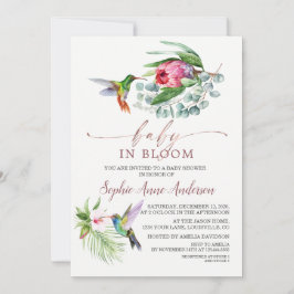 Charm Hummingbird Tropical Flowers Baby i Bloom Inbjudningar