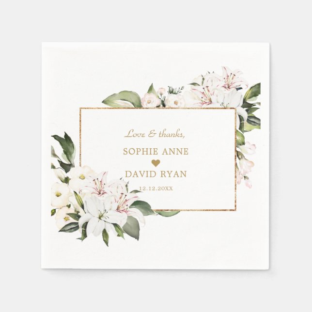 Charm Imperial Lilies Guld 1:a födelsedag Pappersservett (Framsidan)