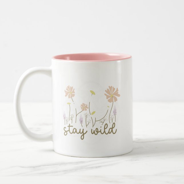 Charm Inspirational Stay Wild Floral Soft Minimal Två-Tonad Mugg (Vänster)