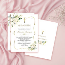 Charm Invacion De Bautizo Con Flores Baptism