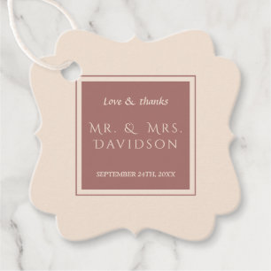 Charm Ivory Mörk Peach Ram Typography Bröllop Gåvor Etiketter