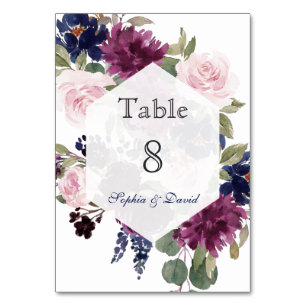 Charm Lavendel Lila Blommig Blomning Bord Nummer Bordsnummer