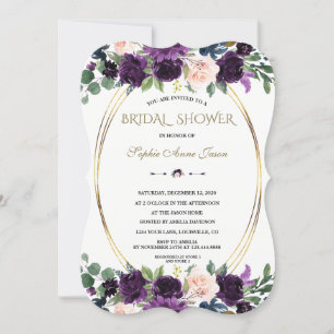 Charm Lavender Navy Blåa blommor Möhippa Inbjudningar