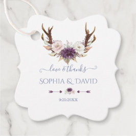 Charm Lavender Rosa White Flowers Antlers Bröllop Gåvor Etiketter