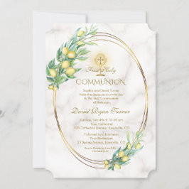 Charm Lemon Grenar Marble Guld Heliga Communion Inbjudningar