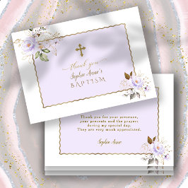Charm Light Lila Guld Flowers Girl Baptism Tack Kort