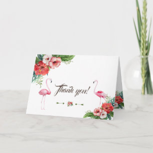 Charm Luau Flamingo Tropical Blommigt Tack Kort