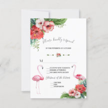 Charm Luau Flamingo Tropisk Blommig Bröllop RSVP