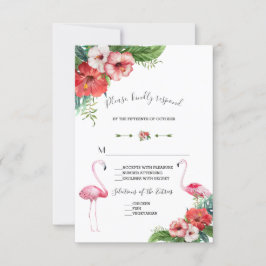 Charm Luau Flamingo Tropisk Blommig Bröllop RSVP OSA Kort