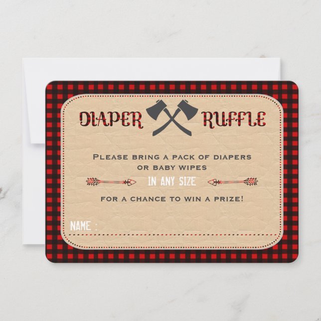 Charm Lumberjack Hunter Boy Diaper Raffle Biljett Inbjudningar (Framsida)
