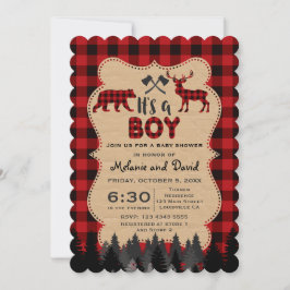 Charm Lumberjack Red Buffalo Boy Shower Inbjudningar