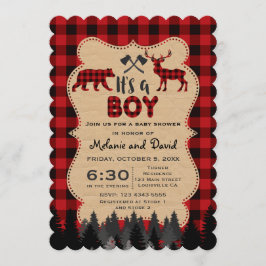 Charm Lumberjack Red Buffalo Boy Shower Inbjudningar