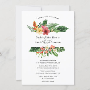 Charm Lush Tropical Flowers Lämnar Ram Bröllop Inbjudningar