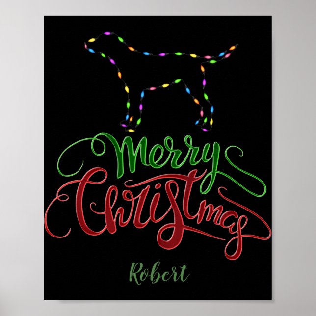 Charm Merry Christmas Light Bulbs Dog Monogram Tod Poster (Framsidan)