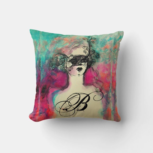CHARM MONOGRAM Dam med mask Kudde (Framsida)