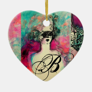 CHARM MONOGRAM,Heart Julgransprydnad Keramik
