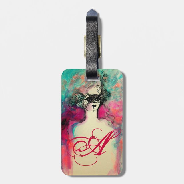 CHARM MONOGRAM / Mysterisk skönhet med mask Bagagebricka (Baksidan Lodrät)