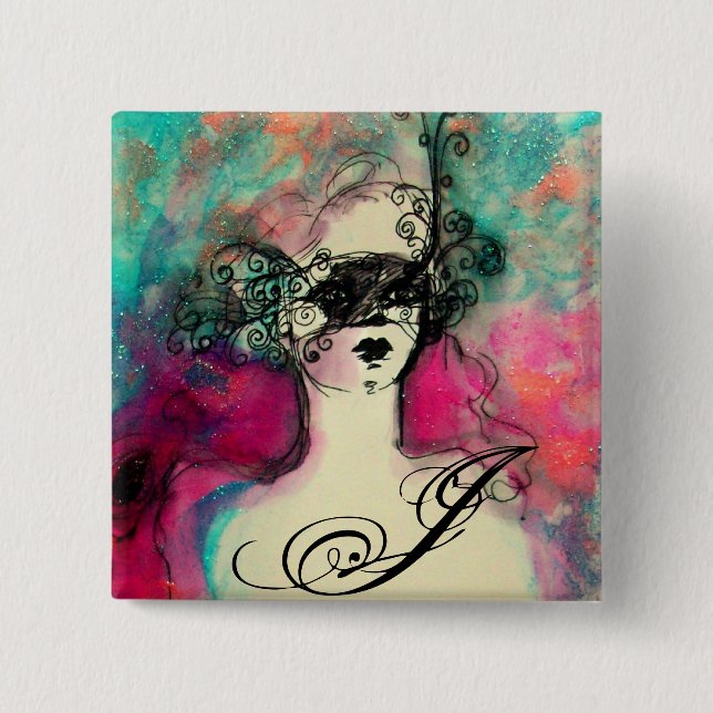 CHARM MONOGRAM / Mysterisk skönhet med mask Knapp (Framsida)