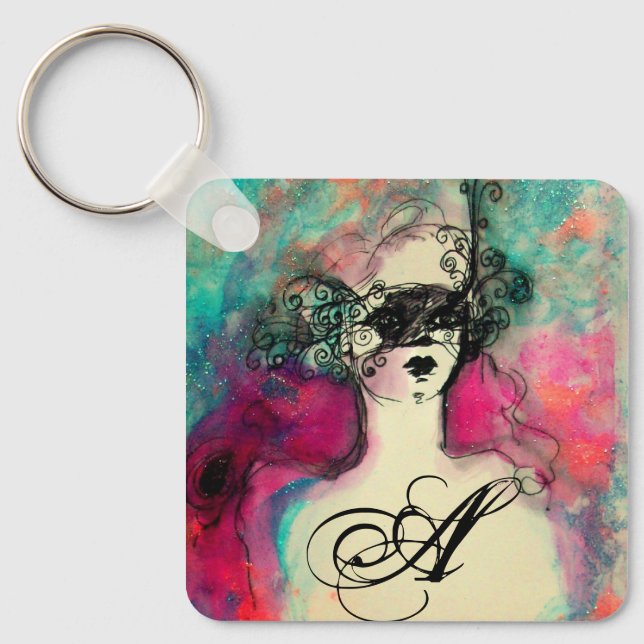 CHARM MONOGRAM / Mysterisk skönhet med mask Nyckelring (Framsida)