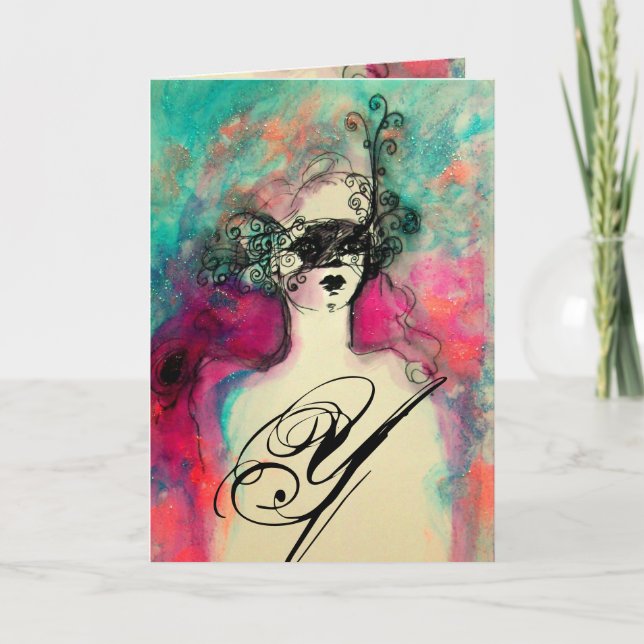 CHARM-MONOGRAM / Nyårsfirande Helgkort (Framsida)