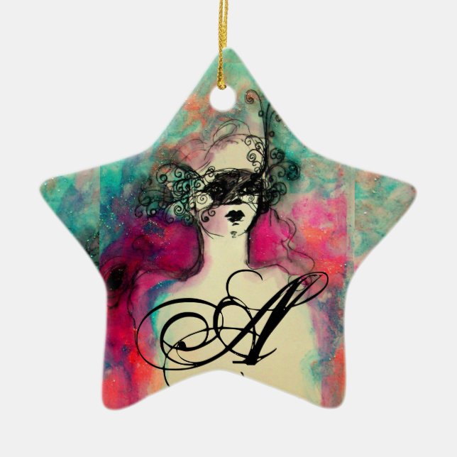 CHARM MONOGRAM,stjärna Julgransprydnad Keramik (Framsidan)