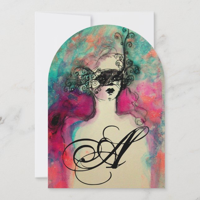 CHARM MONOGRAM , Sweet 16 Maskeradfest Inbjudningar (Baksida)