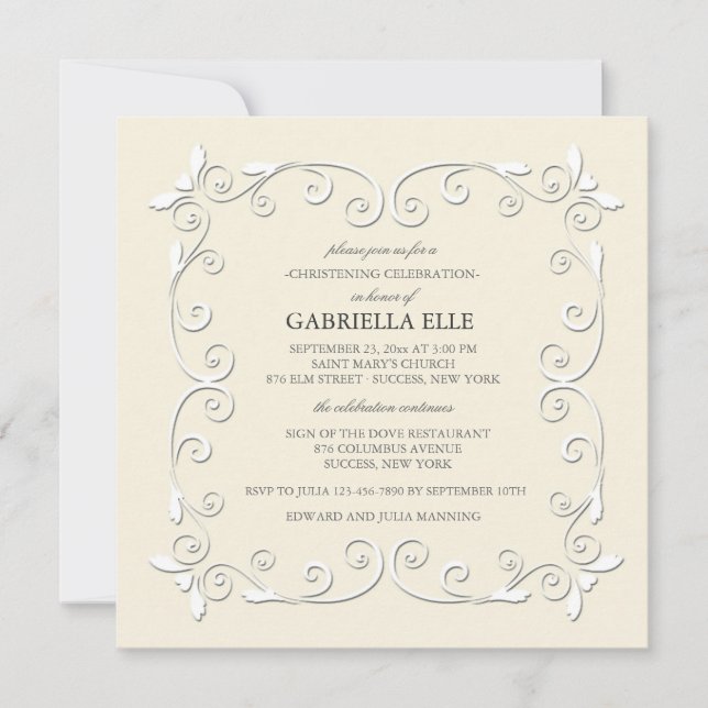 Charm- och Grace Christening-inbjudan Inbjudningar (Framsida)