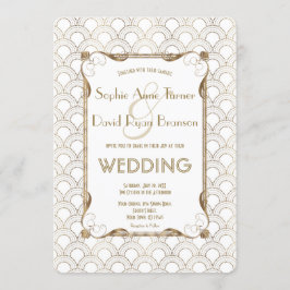 Charm Old Hollywood Underbar Gatsby White Bröllop Inbjudningar