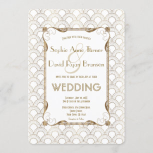 Charm Old Hollywood Underbar Gatsby White Bröllop Inbjudningar