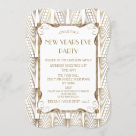 Charm Old Hollywood White Underbar Gatsby New Year Inbjudningar