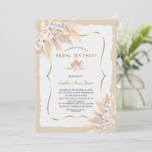 Charm Pampas Grass Orchid Ro Möhippa Tea Party Inbjudningar