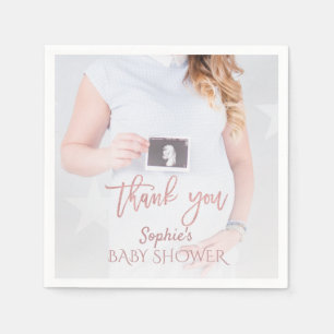 Charm Photo Baby Shower Ro Guld Tack Pappersservett