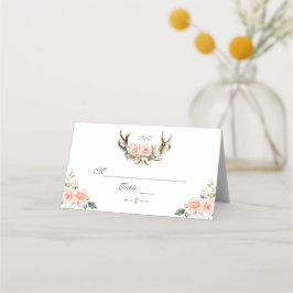 Charm Pink Blush Blommig Hjorthorn Bord Nummer Placeringskort