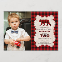 Charm Red Buffalo Lumberjack Photo 2nd Birthday