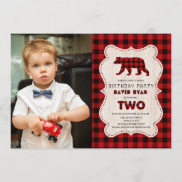 Charm Red Buffalo Lumberjack Photo 2nd Birthday Inbjudningar