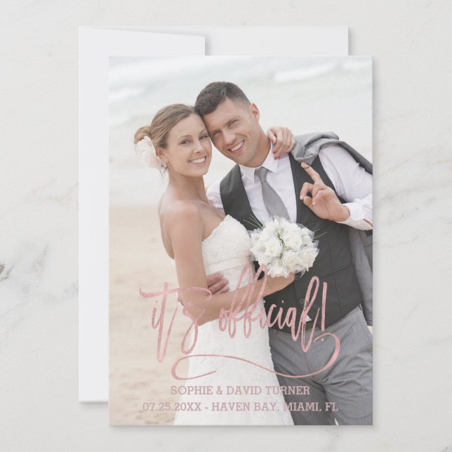 Charm Ro Guld Calligraphy Det är officiell Bröllop Meddelande (Framsida)