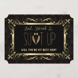 Charm Roaring 20s Guld Art Deco Var min bästa man Inbjudningar