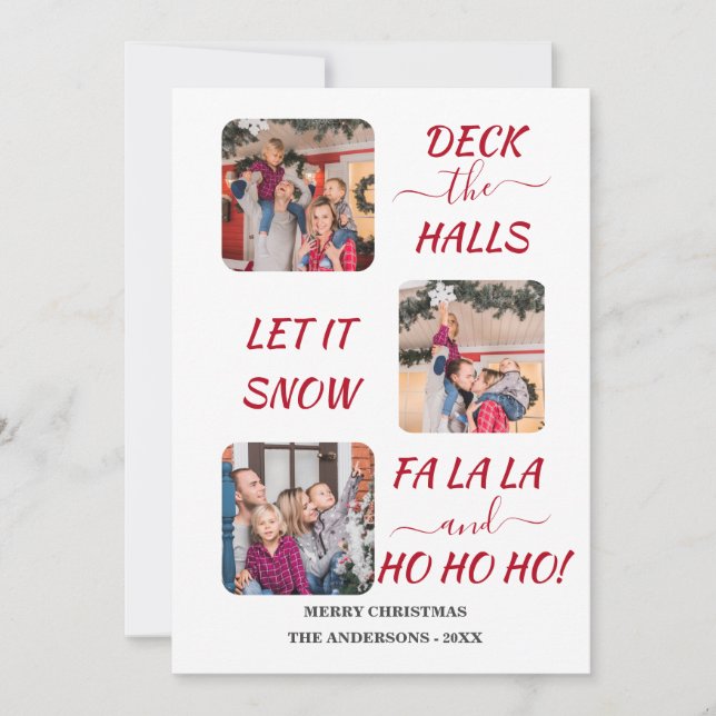 Charm Roligt Färgglada Tre Bilder Jul  Julkort (Framsida)