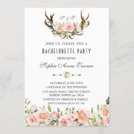 Charm Rosa Blommigt Antlers Bachelorette Party Inbjudningar