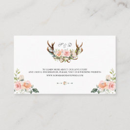 Charm Rosa Blommigt Antlers Bröllop webbplats Visitkort