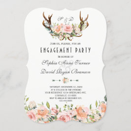 Charm Rosa Blommigt Antlers Förlovningsfest Inbjudningar